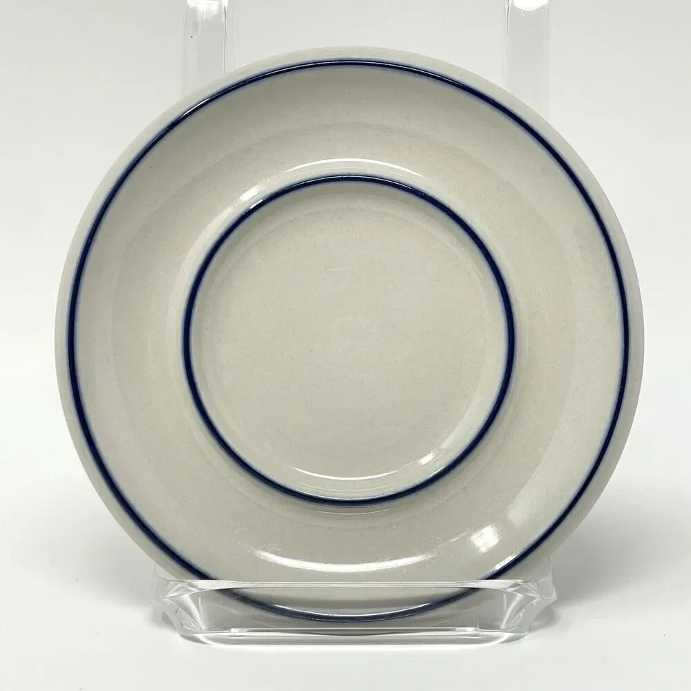 Arabia Finland Saimaa White Blue Rim Vintage Stoneware Saucer Small Plate 5.5”